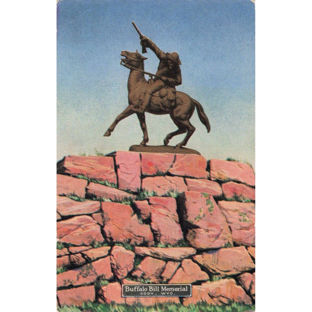 Vintage Buffalo Bill Memorial Postcard Cody Wyoming Burlington Route Linen VG+